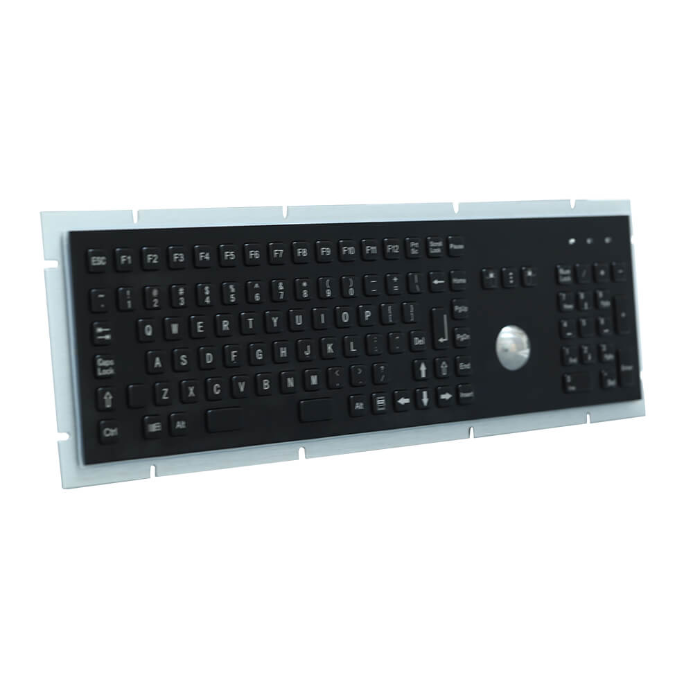 Waterproof Black Metal Panel Mount Keyboard With Trackball Function Keys And Number Keypad