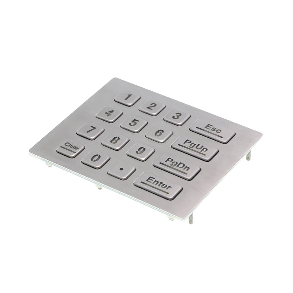16 Keys Industrial Vandal Proof IP65 Waterproof LED Backlight 4 x 4 USB Numeric Metal Keypad
