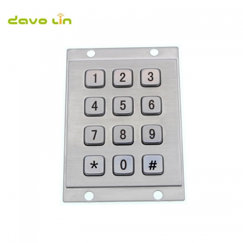 12 Keys 3x4 Industrial Mini Stainless Steel Kiosk Metal Numeric Keypad