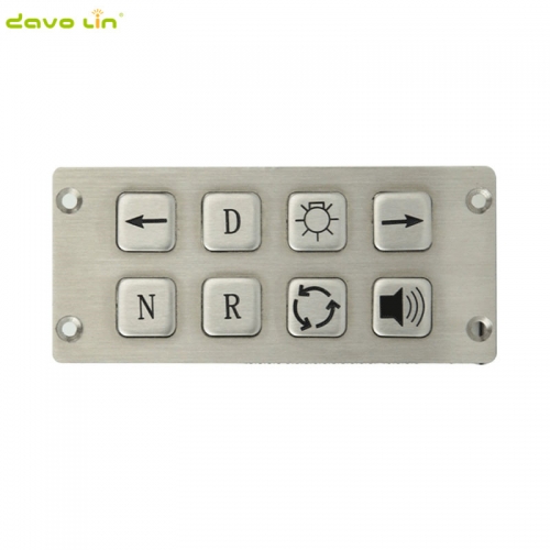 IP65 8 Keys Industrial Front Panel Mount Stainless Steel Metal Keypads