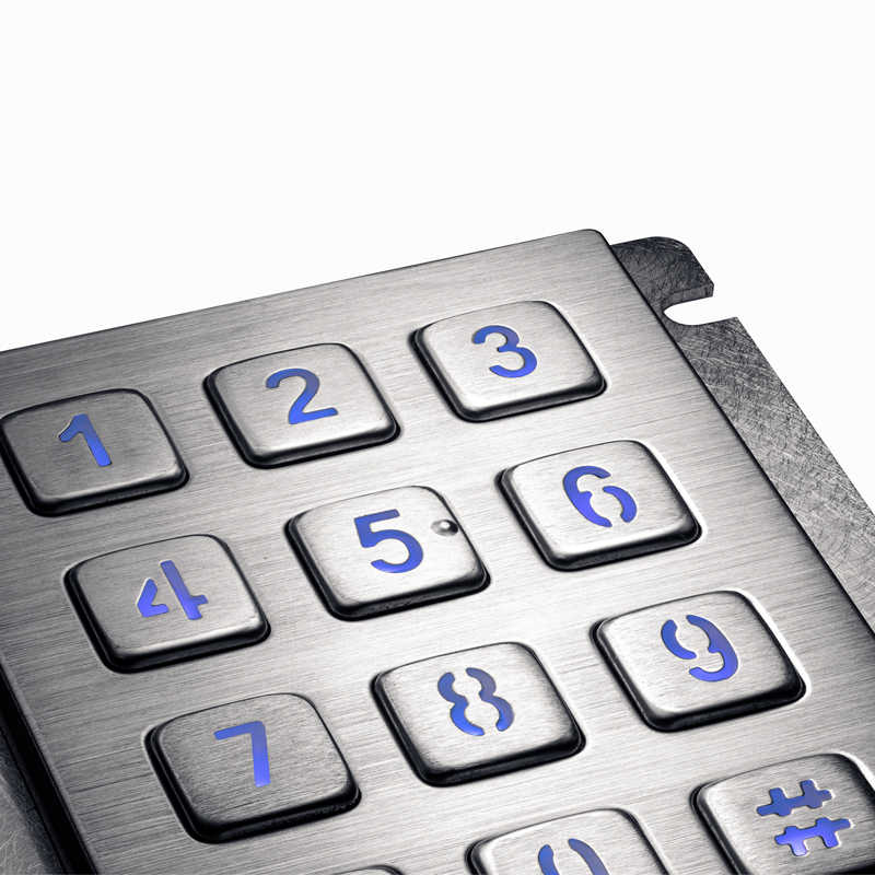 Outdoor 12 Keys 3X4 Industrial LED Backlit Metal Numeric Keypad For ATM ...