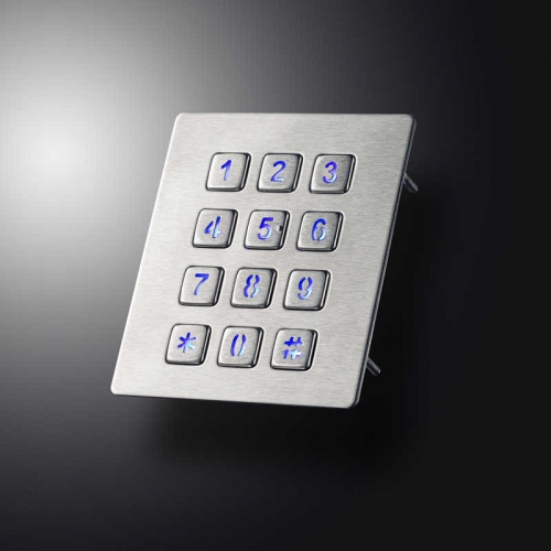 12 Keys 3x4 Matrix USB Kiosk illuminated Keypads Metal Stainless Steel Backlit Numeric Keypad For Access Control