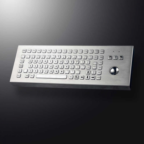 Customizable Layout Ruggedized Waterproof And Vandalproof Industrial Desktop Metal Keyboard With 38mm Trackball