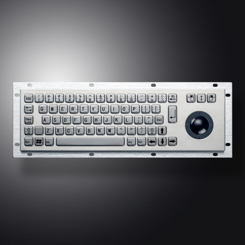 USB Interface Rear Panel Mount Industrial Metal Braille Stainless Steel Keyboard With Trackball For Self-service Kiosk
